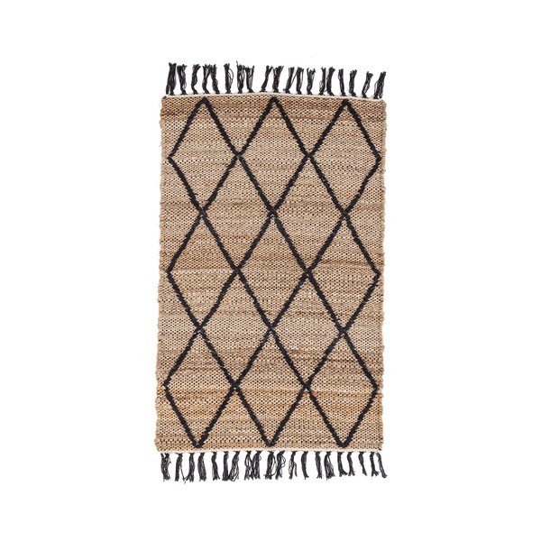 Tappeto nero/di colore naturale in iuta tessuto a mano 60x90 cm Shaila – Yes Everyday