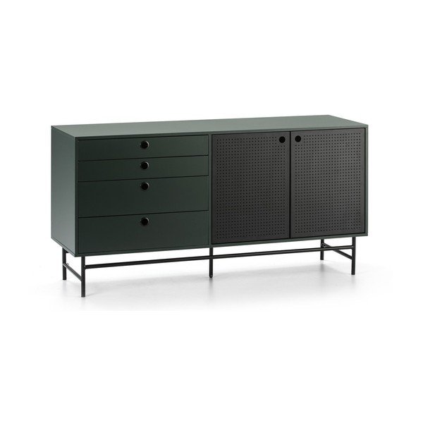 Cassettiera nero-verde , larghezza 150 cm Punto - Teulat-image-3