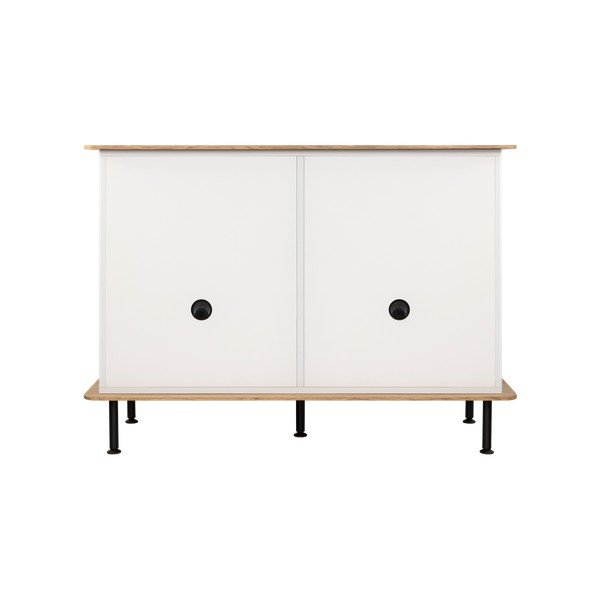 Credenza greige con effetto rovere con apertura per cavi 120x88x50 cm Suumo – noo.ma-image-4