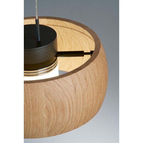 Lampadario a LED nero con paralume in legno e intensità regolabile Shine-wood - Fischer & Honsel-image-1