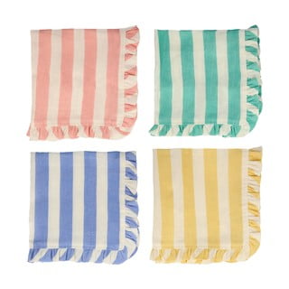 Tovaglioli in lino in set da 4 Stripe Ruffle - Meri Meri