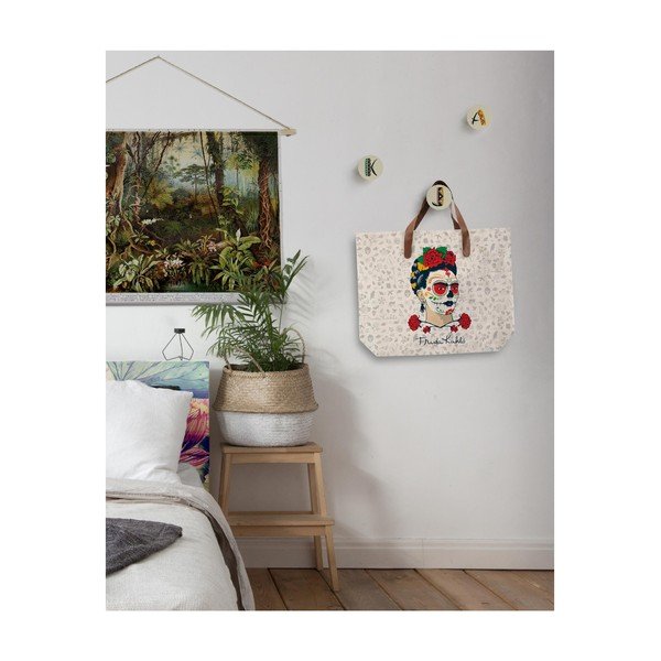 Borsa in tela con manico in similpelle Frida Skull, 55 x 40 cm Frida Scull - Madre Selva-image-1