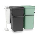 Cestino per la spazzatura color menta/grigio scuro in plastica per raccolta differenziata/incorporabile 2x16 l Sort & Go  – Brabantia