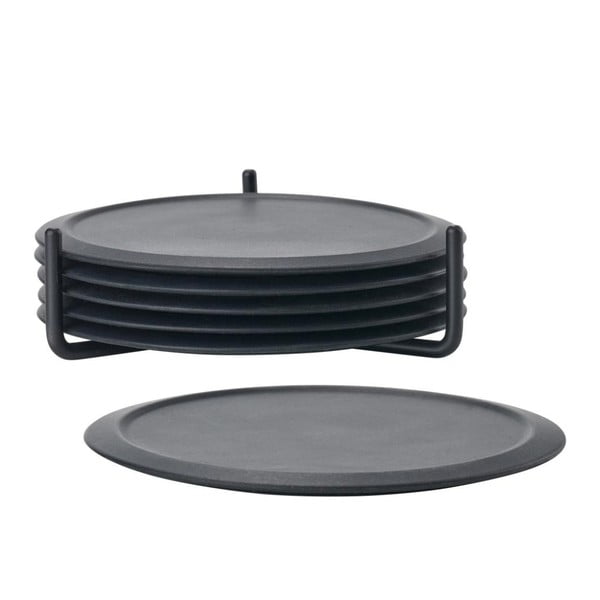 Sottobicchieri in silicone nero in set da 6 con supporto Singles - Zone-image-2