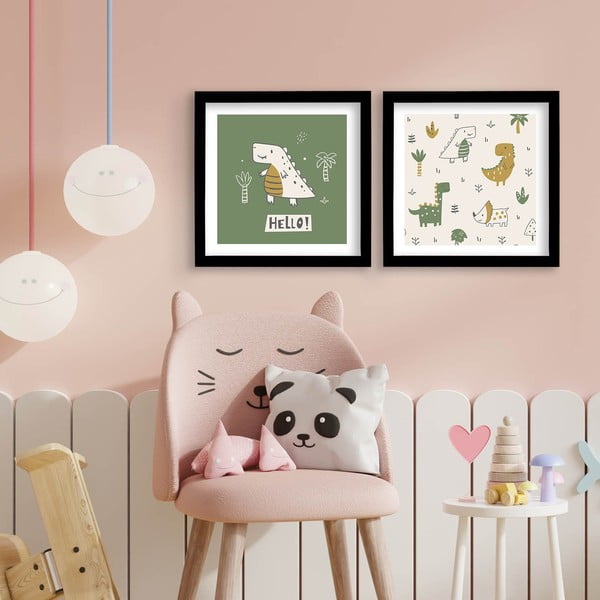 Quadri per bambini in set da 2 33x33 cm Hello - Wallity-image-1