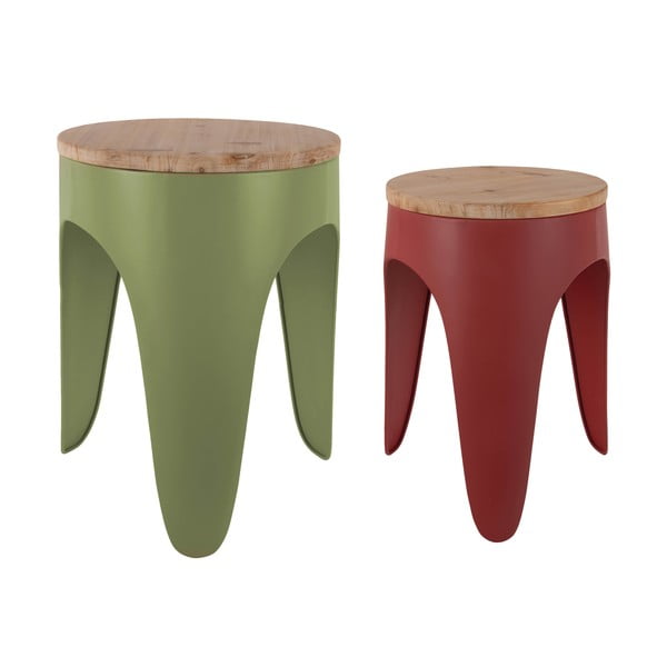 Set di sgabelli rossi/verdi in metallo 2 pz Double Funky – Leitmotiv