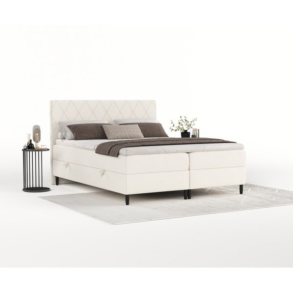 Letto boxspring crema con contenitore 160x200 cm Gwen - Maison de Rêve-image-1
