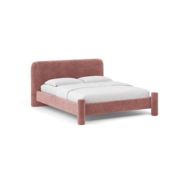 Letto matrimoniale imbottito rosa con rete inclusa 140x200 cm Vera – Micadoni 