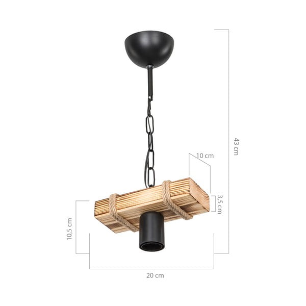 Lampada da soffitto in nero-naturale 10x20 cm - Squid Lighting-image-3