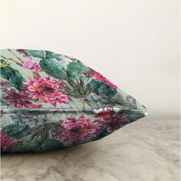 Federa verde in misto cotone Cactus, 55 x 55 cm - Minimalist Cushion Covers-image-1