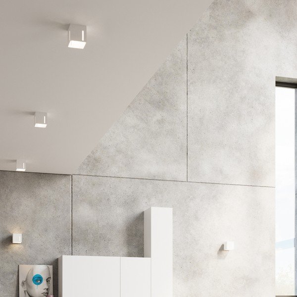 Lampada da soffitto bianca con paralume in metallo 10x10 cm Pax - Sollux-image-3