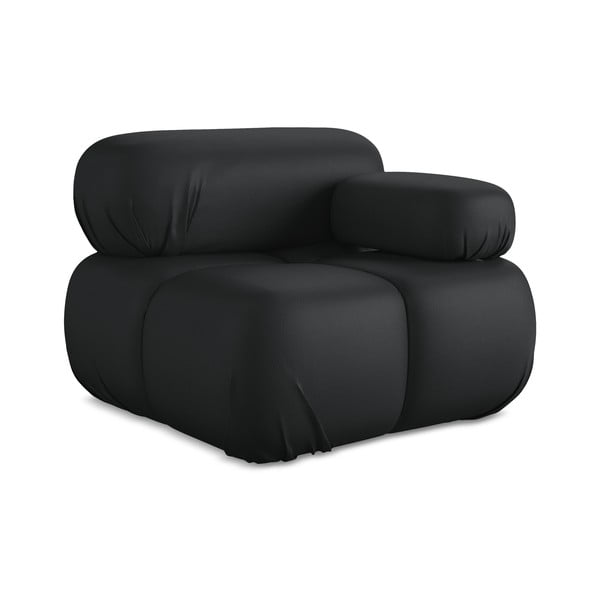 Parte divano componibile nero (con penisola a destra) con rivestimento in finta pelle Lokua – Makamii-image-1