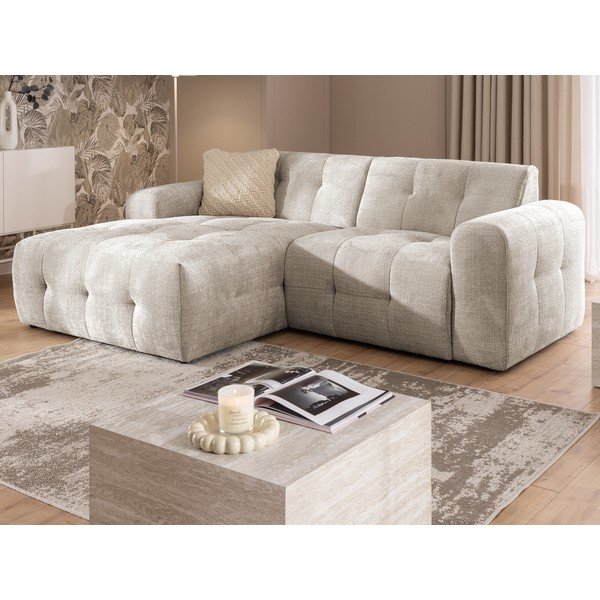 Divano angolare beige (con penisola a sinistra/con chaise lounge) Melva – Ropez-image-1