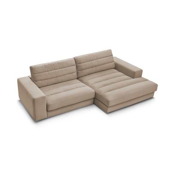 Divano angolare grigio tortora (con penisola a destra/con chaise lounge) con rivestimento in velluto Sierra – Bobochic Paris-image-4