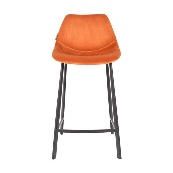 Set di 2 sgabelli da bar arancioni con rivestimento in velluto, altezza 91 cm - Dutchbone-image-1