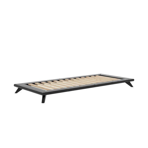 Letto singolo in pino massiccio nero con materasso matrimoniale, 90 x 200 cm Senza - Karup Design-image-1