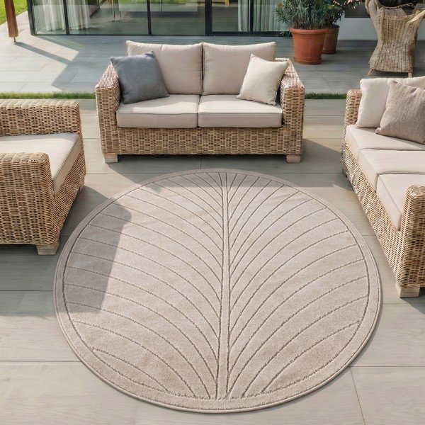 Tappeto da interno/esterno rotondo beige ø 120 cm Nova 1204 – Ayyildiz Carpets-image-1