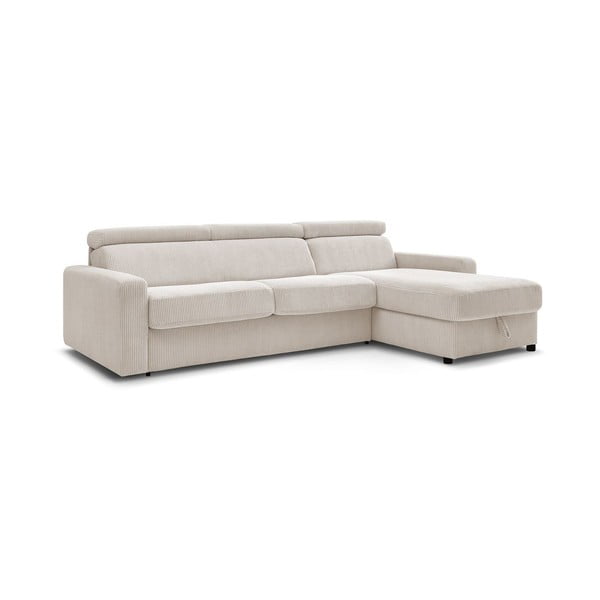 Divano angolare color crema allungabile (con composizione variabile) con rivestimento in velluto a coste Monaco – Bobochic Paris-image-4