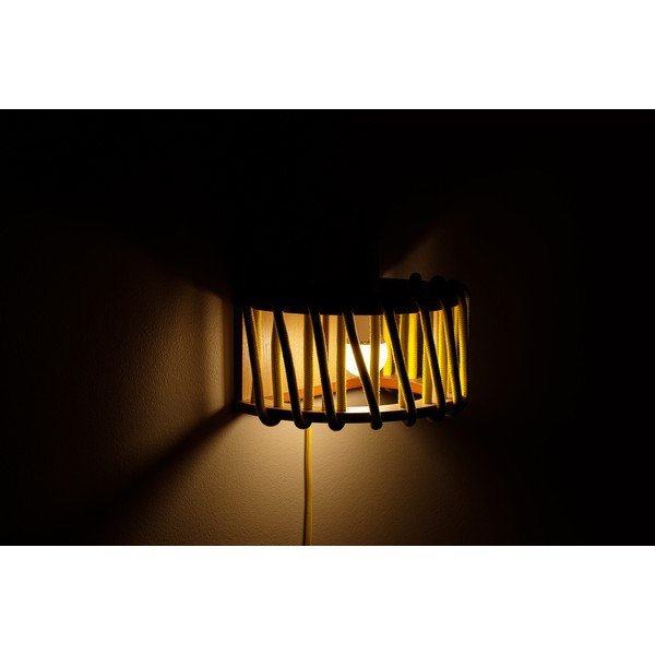 Lampada da parete gialla con struttura in legno, lunghezza 30 cm Macaron - EMKO-image-4