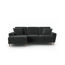 Divano angolare grigio scuro allungabile e con contenitore (con penisola a sinistra/con chaise lounge) con rivestimento in velluto Kyoto – Cosmopolitan Design