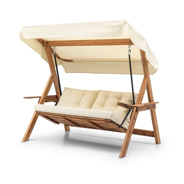 Altalena da giardino in legno color crema-naturale Galata - Floriane Garden-image-3