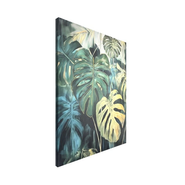 Quadro con elementi dipinti a mano 70x100 cm Monstera – Styler-image-3