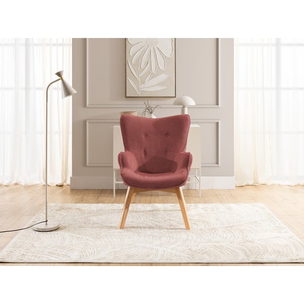 Poltrona rossa con rivestimento in velluto a coste Niko – Ropez-image-1