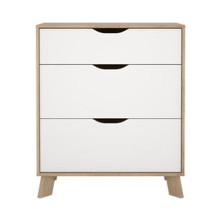 Cassettiera bianca e di colore naturale con effetto rovere 79x92x40 cm Ikast – Tvilum