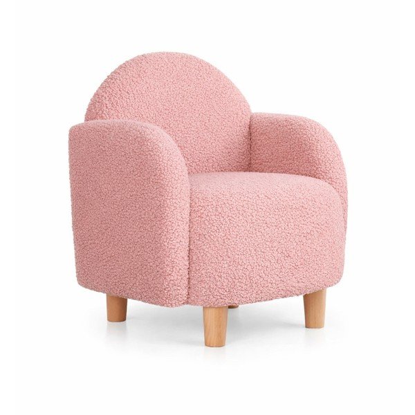 Poltrona per bambini rosa in tessuto bouclé Moylo - Artie