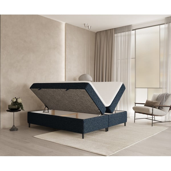 Letto boxspring blu scuro con contenitore 180x200 cm Araya - Maison de Rêve-image-1