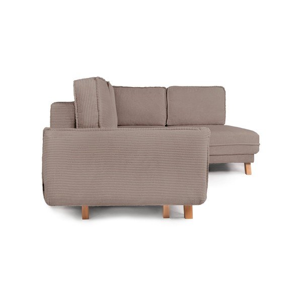Divano angolare grigio tortora allungabile/con contenitore (con penisola a sinistra/a L) con rivestimento in velluto a coste Tori – Bonami Selection-image-4