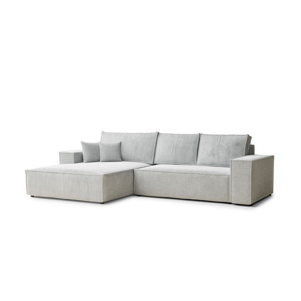 Divano angolare grigio chiaro allungabile/con contenitore (con penisola a sinistra/con chaise lounge) con rivestimento in ciniglia Maze – Maison de Rêve-image-2
