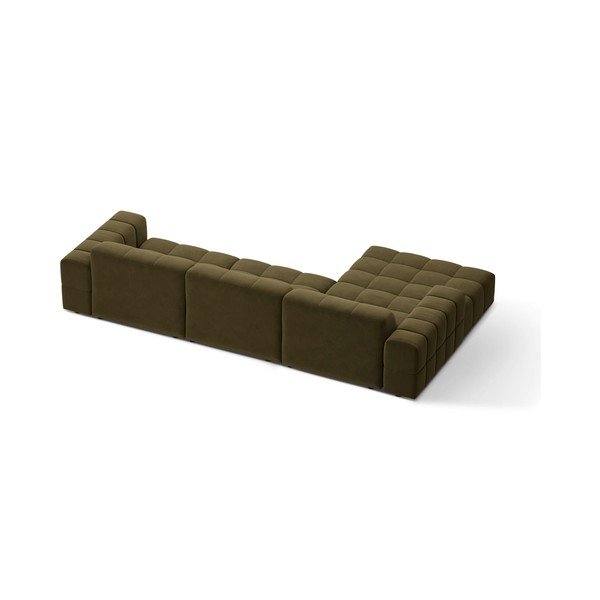 Divano angolare color kaki (con penisola a sinistra/con chaise lounge) con rivestimento in velluto Chicago – Cosmopolitan Design-image-2