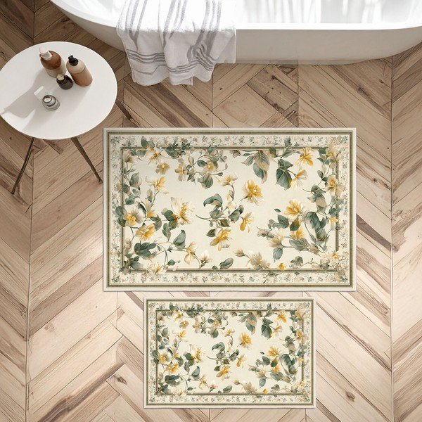 Set di tappetini per il bagno beige 2 pz 60x100 cm – Foutastic-image-4