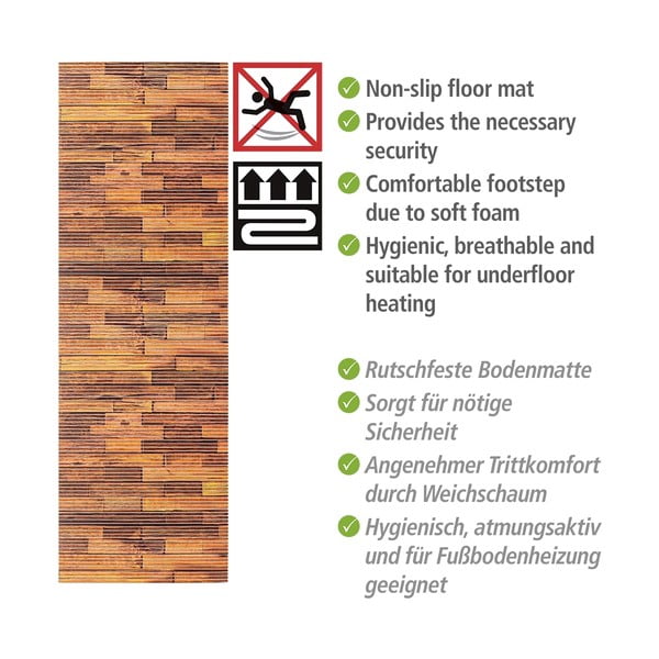 Tappetino da bagno in plastica marrone 65x200 cm Lambris - Wenko-image-4