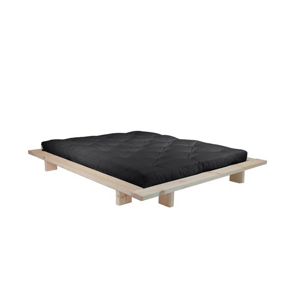 Dvoulůžková postel z borovicového dřeva s matrací Karup Design Japan Comfort Mat Raw/Black, 160 x 200 cm