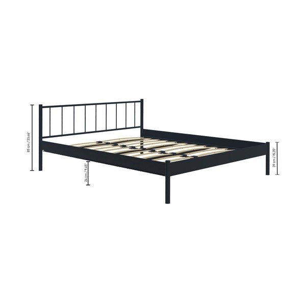 Letto matrimoniale in metallo nero con griglia 160x200 cm Falez - Kalune Design-image-2