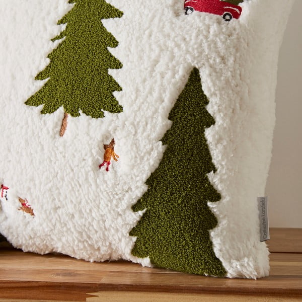 Cuscino decorativo con motivo natalizio in bouclé 45x45 cm Christmas Tree - Catherine Lansfield-image-3