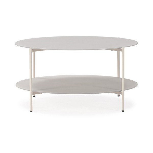 Tavolino da salotto rotondo color crema con piano in vetro ø 83 cm Davi – MOME-image-1