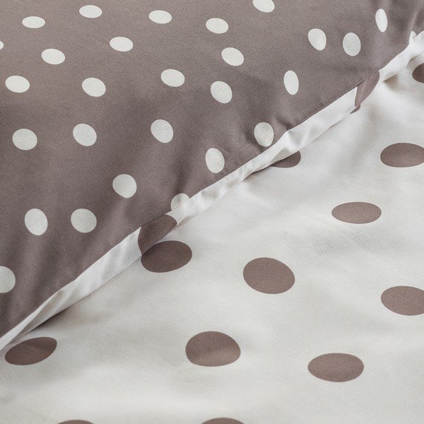 Set copripiumino e federa bianco/marrone scuro per letto singolo 135x200 cm Polka Dot – Catherine Lansfield-image-4