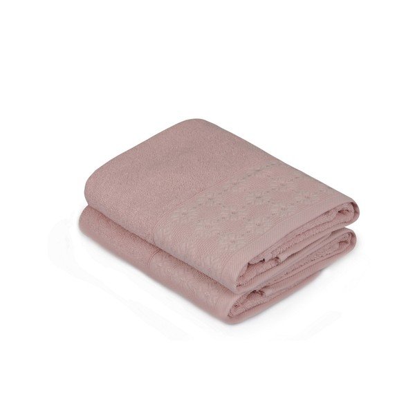 Set di 2 asciugamani in cotone rosa polveroso di Provenza, 50 x 90 cm - Soft Kiss