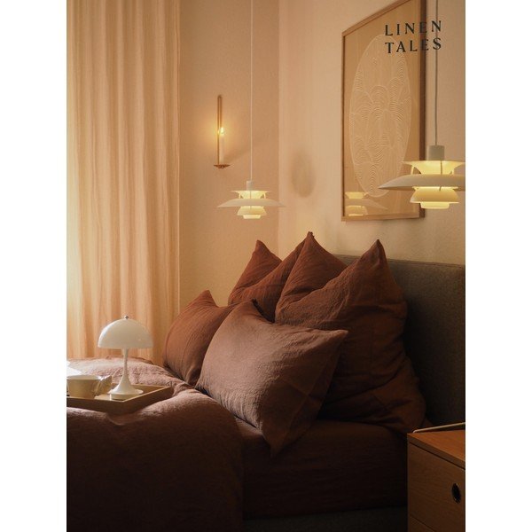 Set copripiumino e federa marrone scuro in lino per letto singolo 140x200 cm Chocolate – Linen Tales-image-1