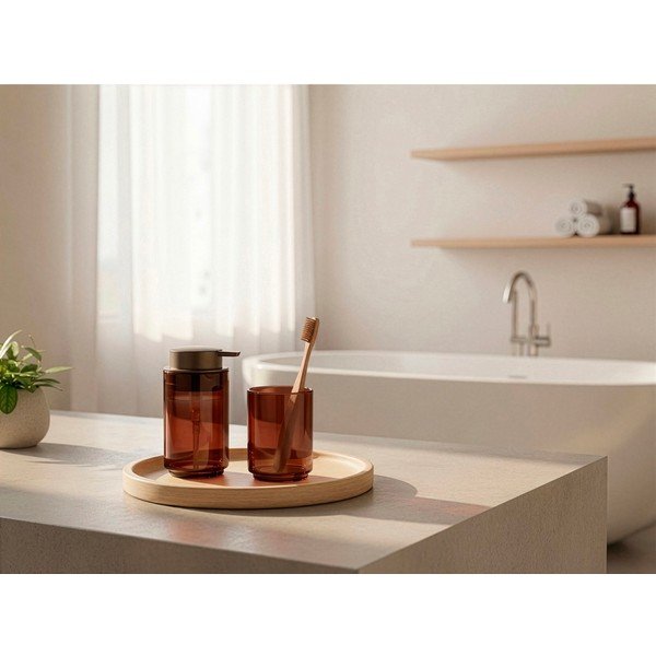 Dispenser per sapone marrone in vetro 250 ml Tada – Zone-image-1