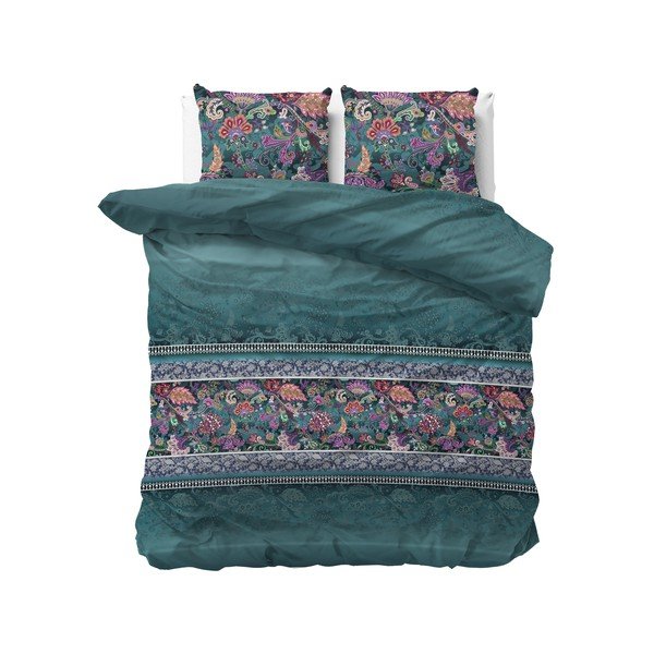 Biancheria da letto matrimoniale verde Paisley, 200 x 220 cm - Sleeptime