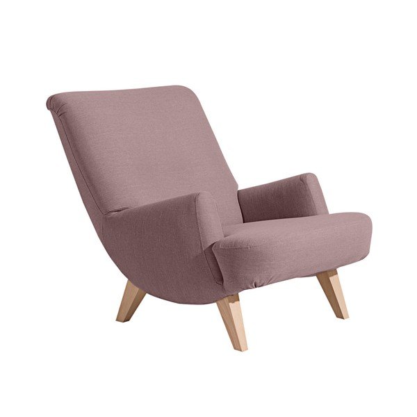 Poltrona viola chiaro con gambe marrone chiaro Brandford - Max Winzer
