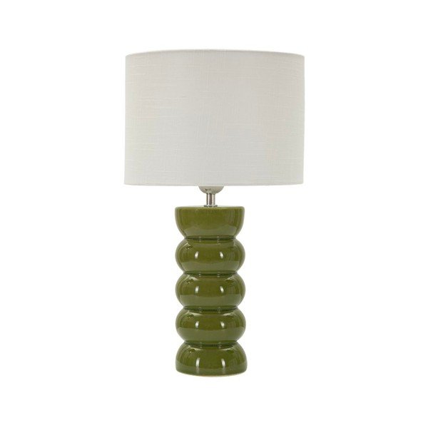 Lampada da tavolo bianca/verde in ceramica con paralume in tessuto (altezza totale 46 cm) Torr – Mauro Ferretti