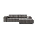 Divano angolare grigio (con penisola a destra/con chaise lounge) con rivestimento in velluto Chicago – Cosmopolitan Design