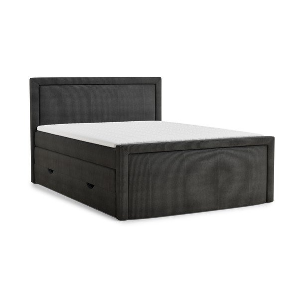 Letto boxspring color antracite con contenitore 200x200 cm Fresco – Maison de Rêve