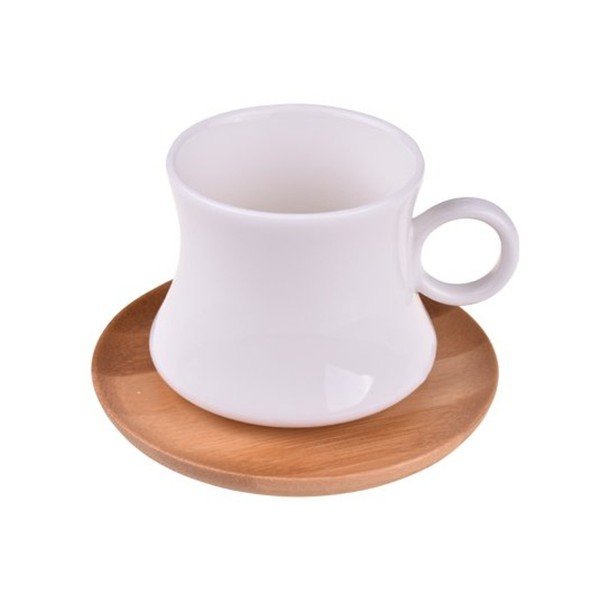 Sada 6 porcelánových hrnků s bambusovými podtácky Bambum Largi-image-1