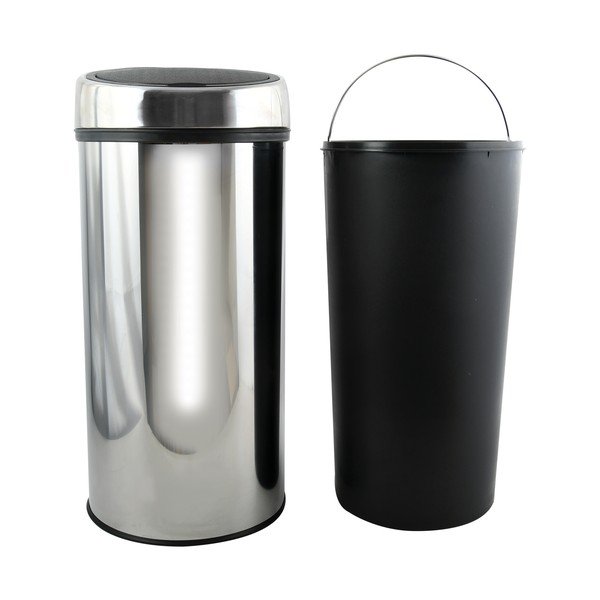 Cestino per la spazzatura color argento lucido in acciaio touch 30 l – MSV-image-2